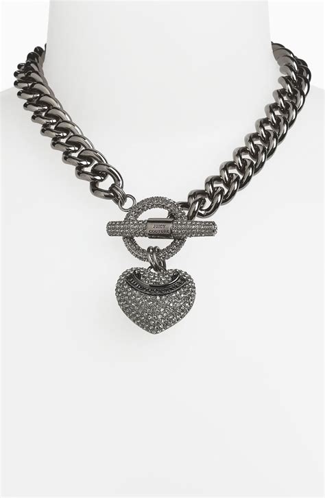 juicy couture silver necklace|juicy couture heart pendant necklace.